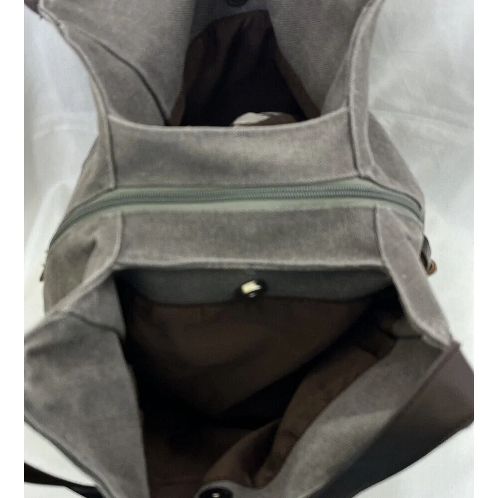 K2 Classic Canvas Shoulder Bag Purse Hobo Leather Brown